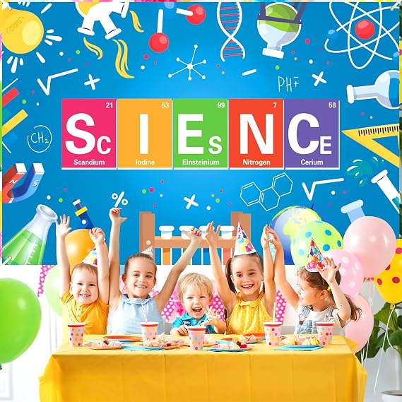 Science Party Banner Decorations Mad Sciencist Theme Birthday Party Banner Backdrop for Boy Girl Kid Decorations Laboratory Party Sign Little Fun Scientist Party Decorations School Poster71 x 44 Inch
