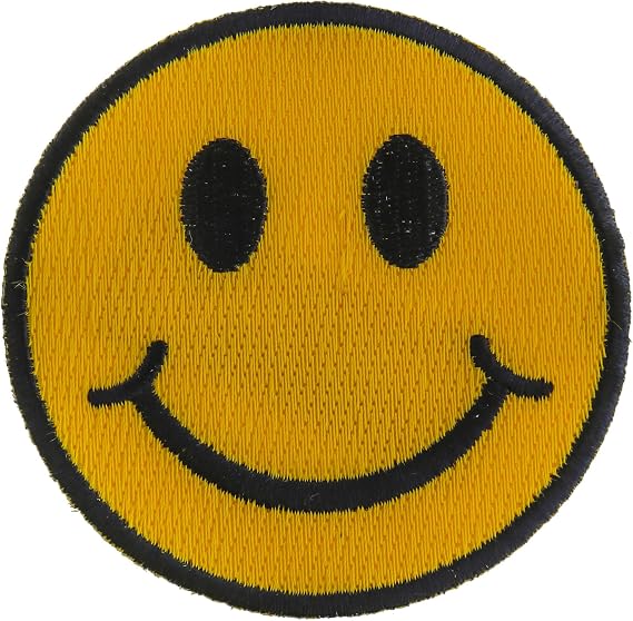 Smiley Face Patch - 3x3 inch. Embroidered Iron on Patch (P2761)