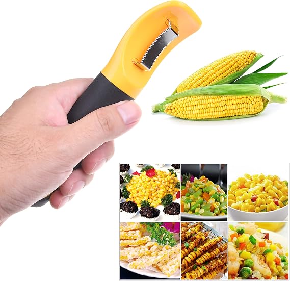 1x Corn Peeler for Corn on the Cob with Cover - Kitchen Gadgets Kitchen Utensils Corn Peeler Tool - Corn Husker Corn Scarper Corn Cob Stripping Tool Corn Knife Potato Peeler Apple Peeler Orange Peeler