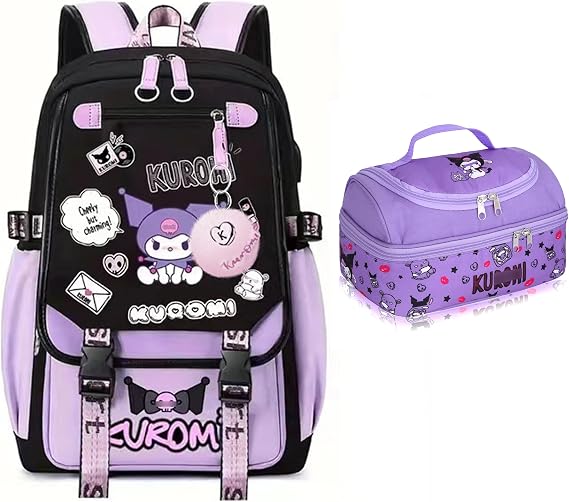 Roffatide Anime Print Business Casual Laptop Backpack Lunch Bag Shoulders Travel Hiking Daypacks Rucksack 17 Inch C
