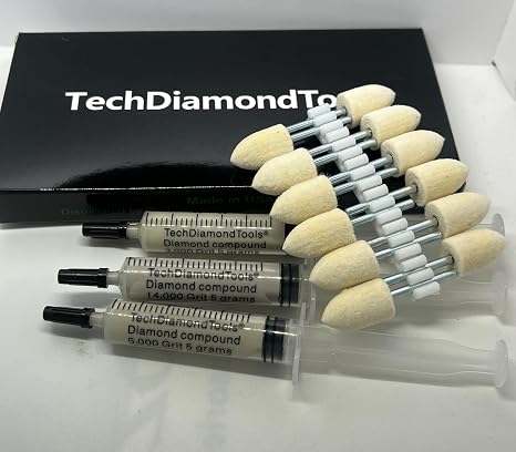 TechDiamondTools 12 Wool Polishing Bobs and 3 Diamond Paste Set Ideal for Metal, Jewelry, and Glass High-Precision Lapping, Grinding, and Sharpening Made in the USA