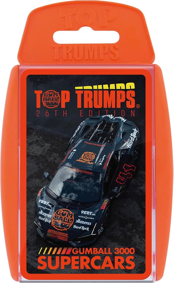 Top Trumps Card Game Gumball 3000 Sports Cars - Family Games for Kids and Adults - Learning Games - Kids Card Games for 2+ Players - Card Games for Families - Card Wars - for 6 Plus Kids