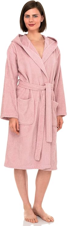 TowelSelections Womens Hooded Robe Cotton Soft Towel Bathrobe Terry Cloth Shower Bath Robes for Women XS to 3X