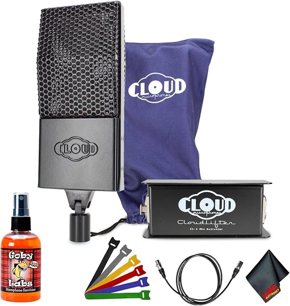 Cloud Microphones 44 Midnight Passive Ribbon Microphone with Cloudlifter CL-1 Activator for Professional Voice/Music Recording Bundle with XLR Cable + More