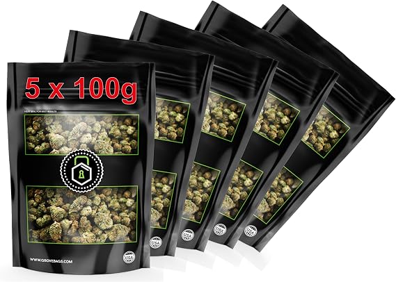5 x Grove Bags Double Window Terploc 100 g Bag Self-Regulating Microclimate 58-62% for Fermenting Storing and Storing Herbs