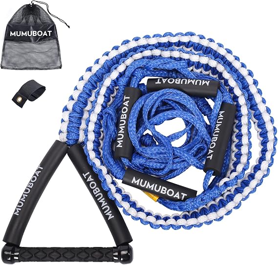 25ft Wakesurf Rope with EVA Handle, 6 Sections Floating Watersport Ropes for Wake Surfing
