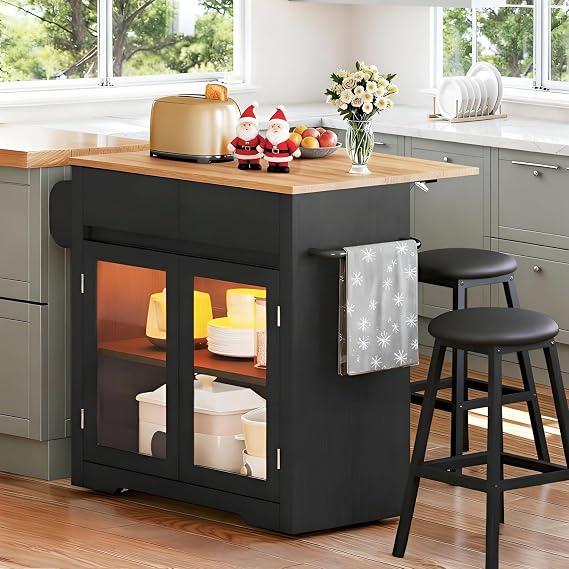 DWVO 37.5" Kitchen Island with Drop Leaf