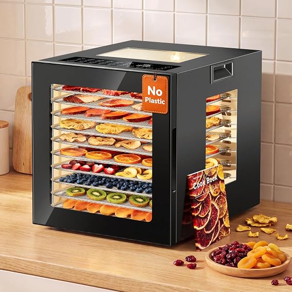 Manastin Food Dehydrator Machine 10 Stainless Steel Trays 10 Presets