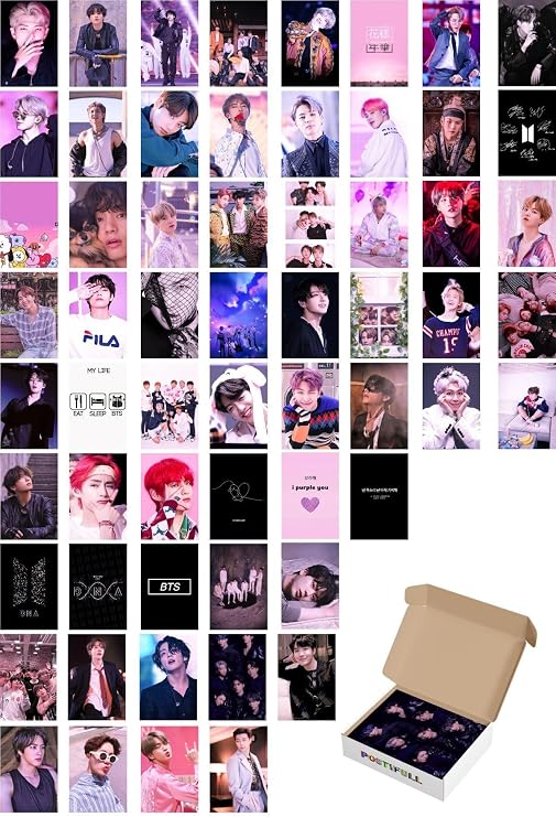 Postifull Bts Duvar Poster Seti - Kolaj Set - 60 Adet - Pembe Bts Poster Seti - 10Cm*15Cm - Kalın Kuşe Kağıt;