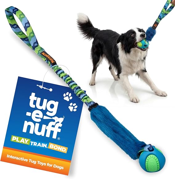 Tug-E-Nuff Fauxtastic PowerBall Bungee Tug (Green Pattern), Dog Toys, 63 cm