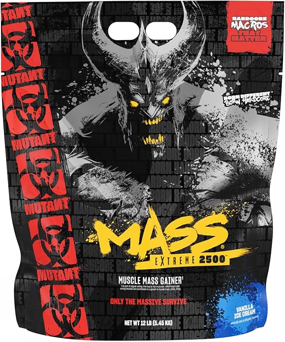 Mutant Mass Extreme Gainer, Whey Protein Powder, Vanilla Ice Cream, 5450 g