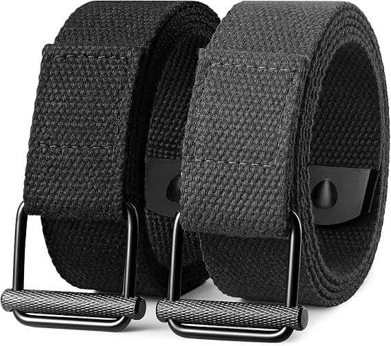 JASGOOD 2 Pack Mens Belts Canvas Belt for Men Fabric Web Golf Belt Casual Belt for Jeans Pants