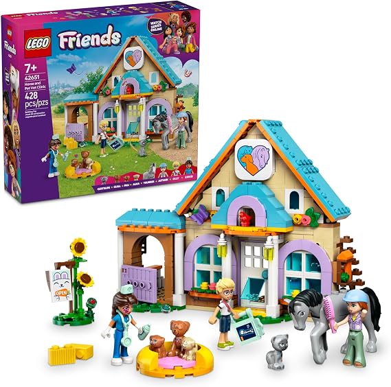 LEGO Friends Horse and Pet Vet Clinic -Veterinarian Playset for Kids, Girls and Boys, Ages 7+ Toy Building Set for Pretend Play with 3 Minidolls, Horse Toy, Dog, and Cat - Gift Idea - 42651