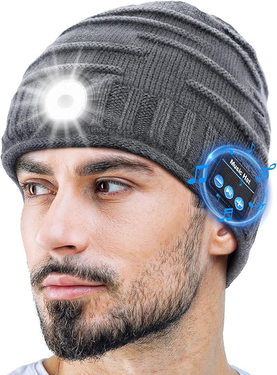 ZOOI Stocking Stuffers for Men Adults, Bluetooth Beanie with Light