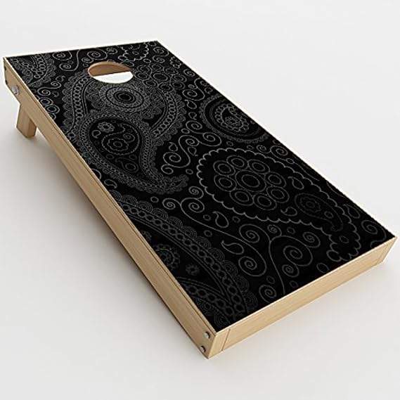 Skin Decal Vinyl Wrap for Cornhole Outdoor Game Bag Toss (2 x pcs. Skins only) / Paisley Black