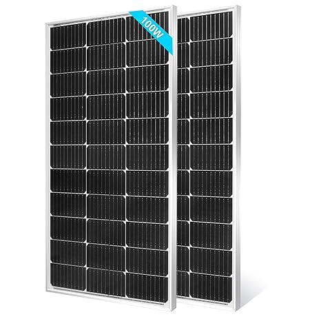 SUNGOLDPOWER 200 Watt Solar Panel, 2PCS 100W Monocrystaline Solar Panels for 12V/24V System, High Efficiency Solar Module Grade A Solar Cell for RV, Boat, Marine, Rooftop and Off-Grid