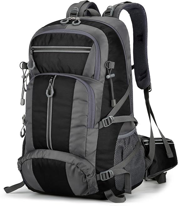 50L Hiking Backpack for Men Women,Large Lightweight Waterproof Camping Rucksack,Grey Travel Backpack for Trekking,Outdoor Sports,Cycling,Climbing,Mountaineering
