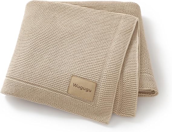 Baby Blanket Knit for Boys & Girls Cotton Nursery Swaddling Blankets