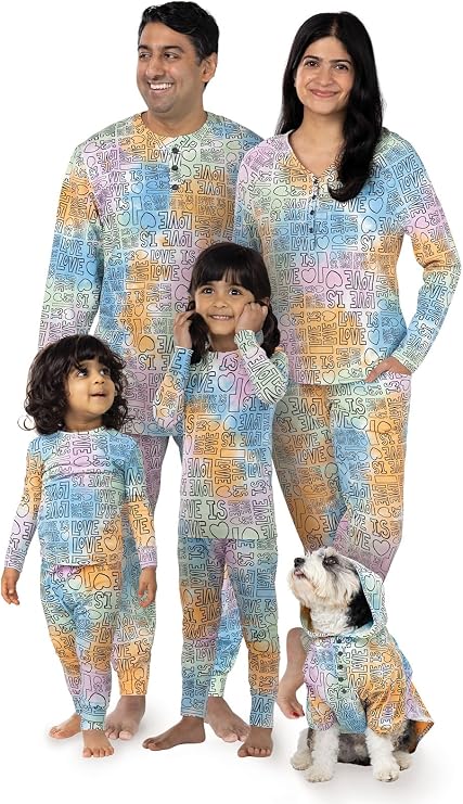 PajamaGram Family Pajamas Matching Sets - Tie Dye Pride PJ Set, Women, Medium