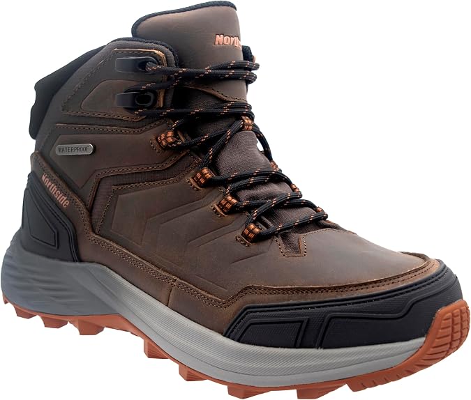 Northside Men's Alpine Ridge Waterproof Hiking & Work Boots - Lightweight, Comfortable, Durable Outdoor Trail Shoes, Tough & Sturdy, Full Grain Leather Upper, High-Grip Rubber Outsole