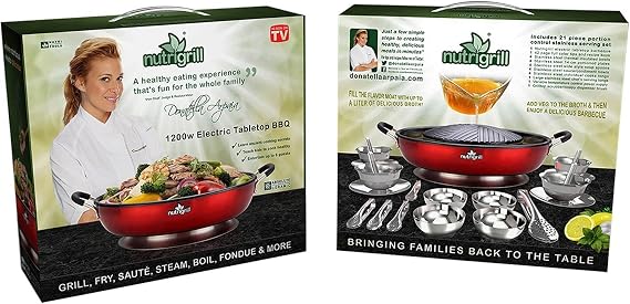 Organic Fast and Healthy Grills Electric Professional BBQ Cooker Grill Pan for Fresh Outdoor or Indoor Grilling with a Great Barbecue Taste Cooks Meat and Vegetables Together