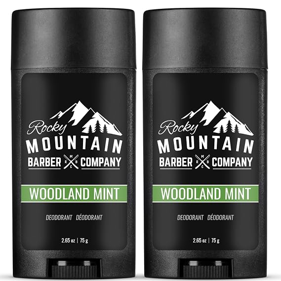 Rocky Mountain Barber Company Woodland Mint Natural Deodorant, 2 x 2.65 oz