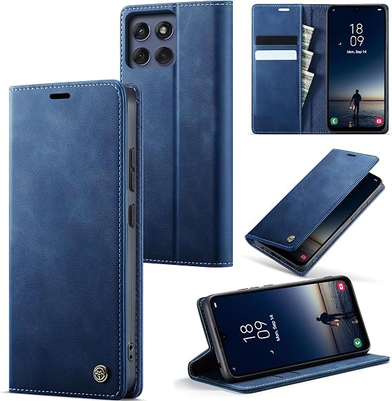 Mobile Phone Case Motorola Edge 60 Fusion Case Edge 60 Flip Case Premium PU Leather Case RFID Foldable Mobile Phone Case Protective Cover Card Slot Stand Function Case Motorola Edge 60 Fusion/Edge 60 - Blue