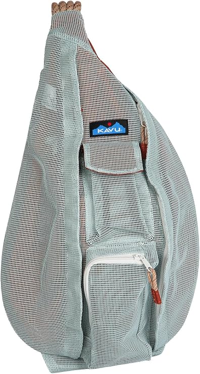 KAVU Beach Rope Bag Mesh Crossbody Sling Backpack - Cool Aqua
