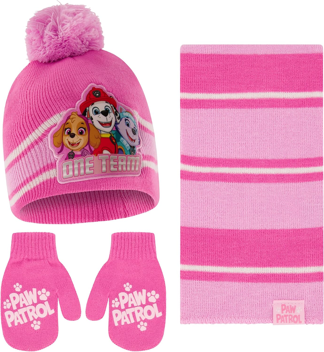 Nickelodeon girls Toddler Winter Hat, Scarf & Mittens Set 2-4 Or Paw Patrol Marshall Hat, Scarves & Kids Gloves Sets 4-7