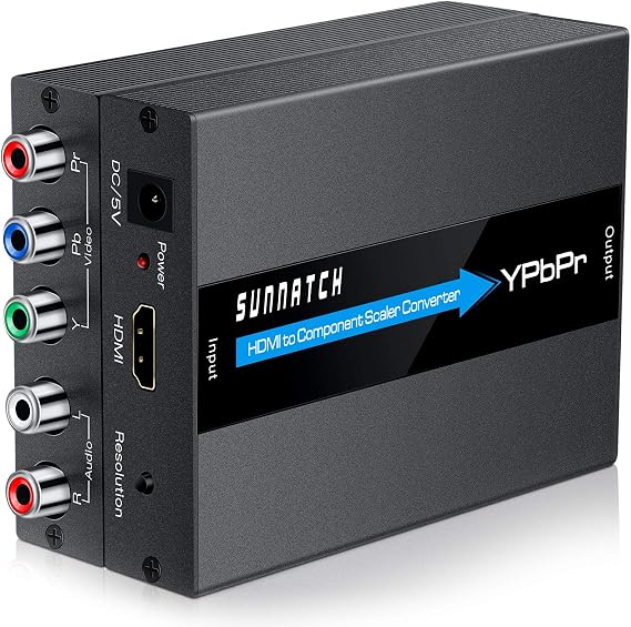 HDMI to Component Converter with Scaler Function, 1080P HDMI to RGB YPbPr 5RCA Converter, HDTV in Component YPbPr Out Adapter(Aluminum)