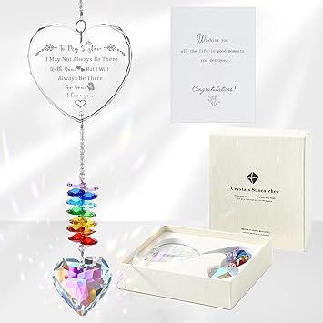 Sister Gifts, Crystal Suncatcher Gifts for Sister Birthday, Sisters Gifts from Sister, Unique Gifts for Sister, Window Hangings Home Decoration