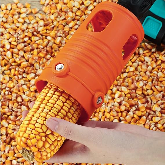 Corn Thresher Corn Sheller for Electric Drill Dry Corn Stripper with Protective Gloves and Wrench Corn Peeler Automatic Corn Kernel Separator Drill Attachment, Rushbom7i4zb92n65