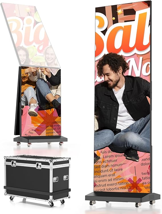 80 Inch LED Digital Signage Display with P1.86, LED Poster Screen Frameless Splicing, Advertising Display GOB LED Screen with Flight Case for Giant Commercial Events & Rentals (Black, 1 Unit)