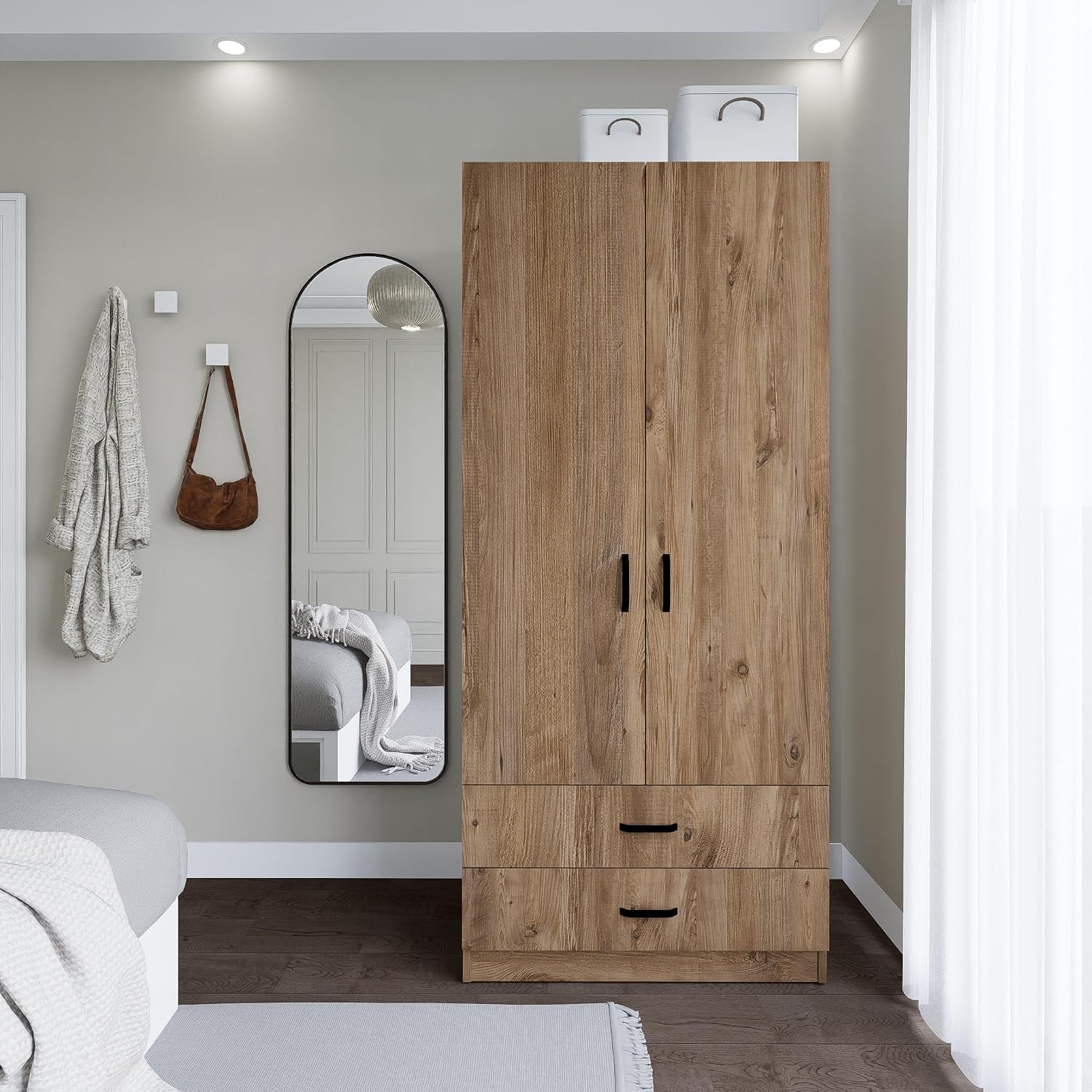 Yaman 80 Cm Atlantic Pine 2 Cover 2 Drawer Dress Cabinet - Wardrobe
