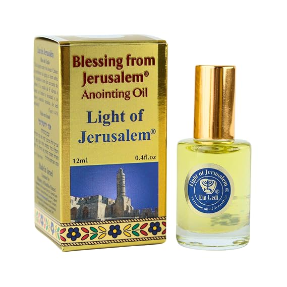 Ein Gedi Light of Jerusalem Anointing Oil, Blessing from Jerusalem Gold Collection, Holy Land Anointing Oil for Prayers and Blessings. (12ml, Light of Jerusalem)