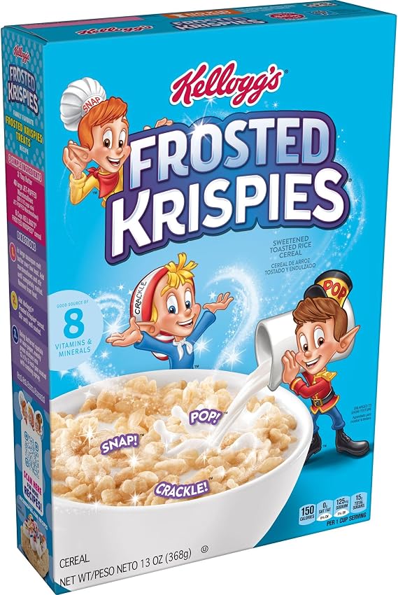 Kellogg's Frosted Krispies Breakfast Cereal, Kids Snacks, Baking Marshmallow Treats, Original, 13oz Box (1 Box)