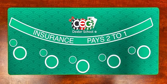 Mini Blackjack Dealer Practice Mat 34.5" x 15.5" Green