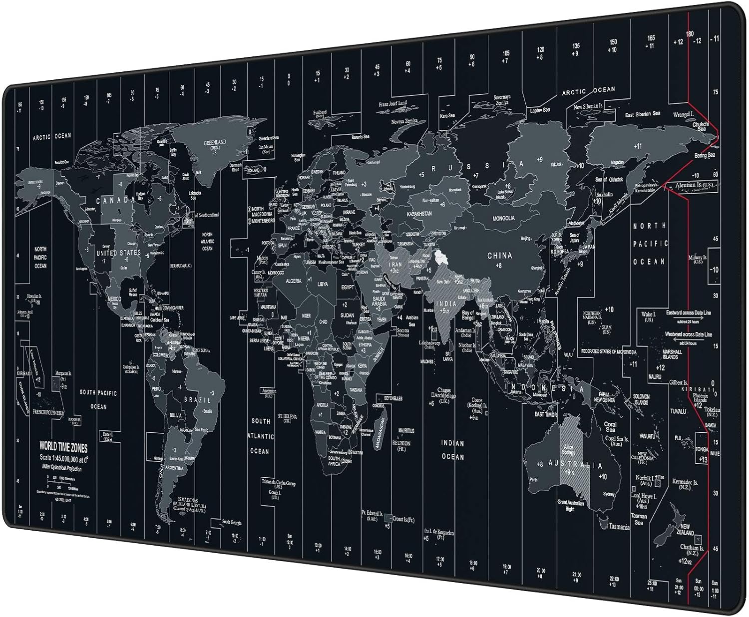 Gaming Mouse Pad 900x400x3mm Extended Mouse Mat Large Non-Slip Desk Pad with Precision Locked Edges Comfortable Keyboard Mat Suitable for Office Gamer Home - Black World Map