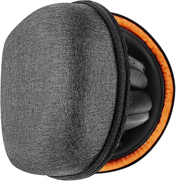 Geekria Shield Headphones Case Compatible with JLab Go Lux ANC, V-MODA Crossfade 3 and More, Replacement Hard Shell Travel Carrying Bag with Cable Storage (Dark Grey)