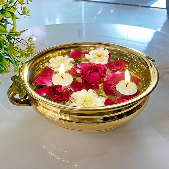 Craftsman 6 Inch Decorative Brass Urli Flower Candles Floating Bowing Brass Pot Home Decor Items...
