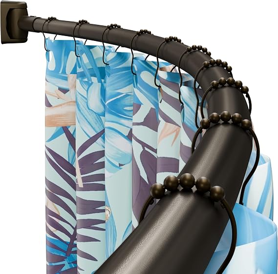 DYHOME Curved Shower Curtain Rod, Need to Drill, 35-76 inches Adjustable Curved Shower Rod Rustproof Shower Rod Round Shower Curtain Rod for Bathroom, Bathtub, Stall, Stainless Steel, Bronze