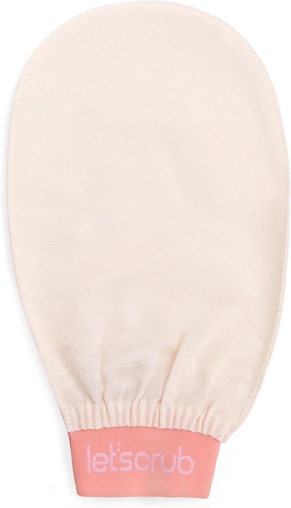 LET'SCRUB Ekru Banyo Duş Kesesi Peeling Eldiveni %100 Floş İpek Unisex