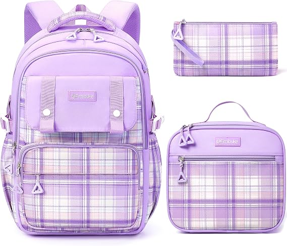 Fimibuke Kids Backpack for Girls, 3 PCS School Backpack with Lunch Box Set