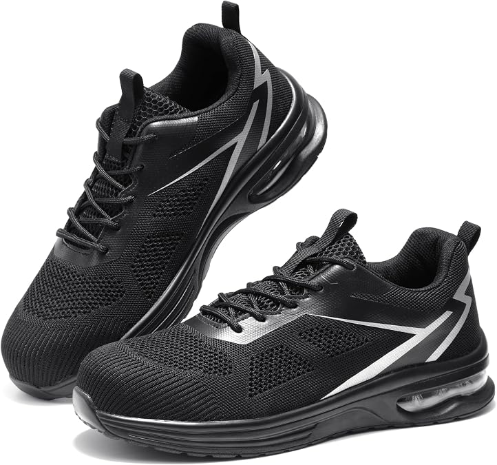 Furuian Composite Toe Shoes for Men Lightweight Safety Work Shoes Breathable Composite Toe Sneakers for Men Comfortable Indestructible Safety Work Sneakers