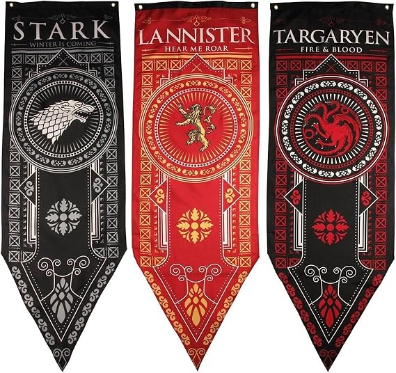 Abilly GOT Premiere Banners 3pc. Set - House Stark, Lannister, Targaryen | Premium Thick Double Sided Print
