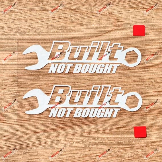 Built Not Bought Decal Sticker Vinyl JDM Euro Drift Racing - 2 Pack White, 10.2cm No Background 01281