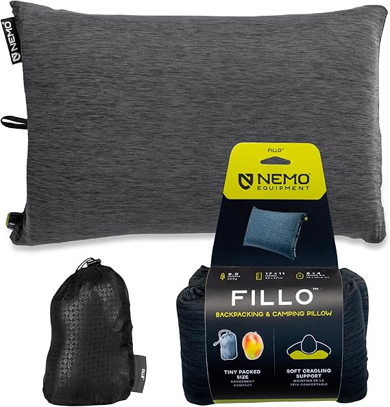 Nemo Equipment Fillo Backpacking & Camping Pillow - Black Pearl/Birch Bud - One Size