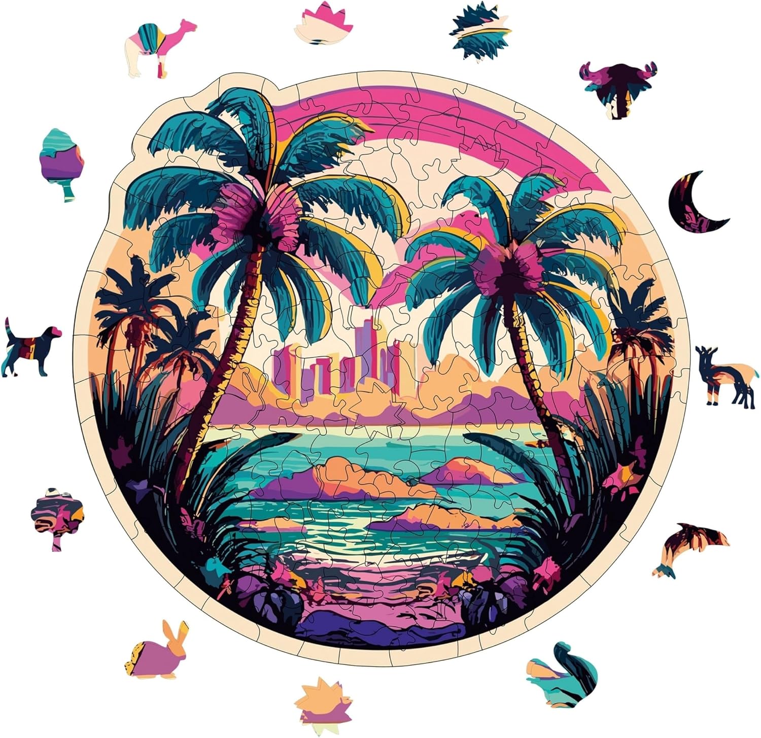 Ahşap Puzzle Yetişkin - Hawaii - 148 Parça, 28 x 27 cm - Yapıştırıcı Folyo Dahil - Benzersiz Şekilli Parçalar & Özel Figürler - WZ-15