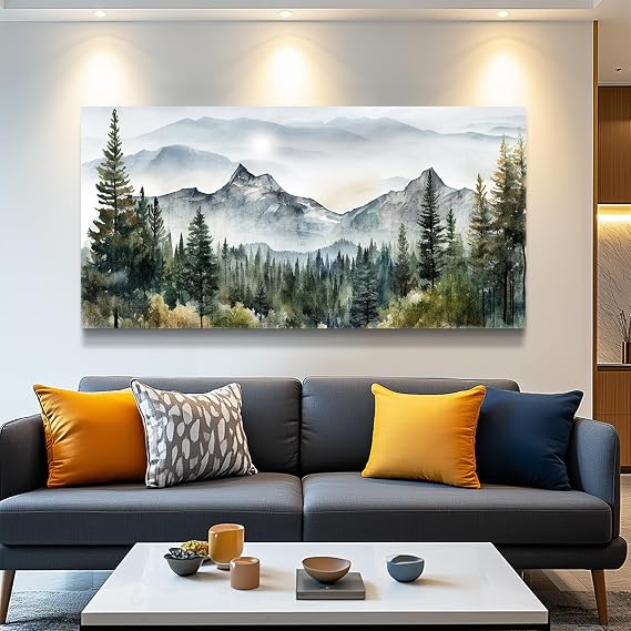 hyidecorart Wall Decorations For Living Room Canvas Wall Art For Bedroom Large Size Office Wall Decor Abstract Mountain Scenery Paintings Pictures Artworks Ready To Hang Home Decoration 20X40