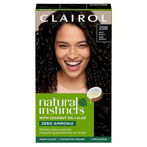 Clairol Natural Instincts Demi-Permanent Hair Dye, 2SB Soft Black | 1 Pack